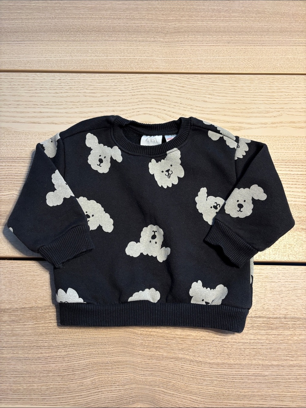 Zara Black Sweatshirt with Cream Bear Faces